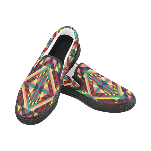 Modern Geometric Pattern Men's Slip-on Canvas Shoes (Model 019)