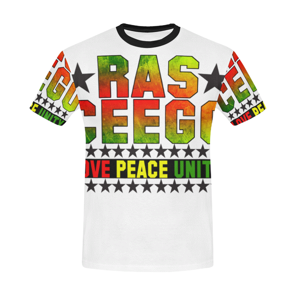 Ras CeeGo White All Over Print T-Shirt for Men/Large Size (USA Size) Model T40)