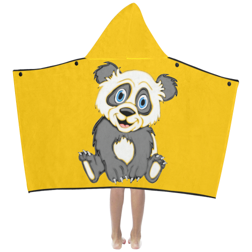 Smiling Panda Yellow Kids' Hooded Bath Towels