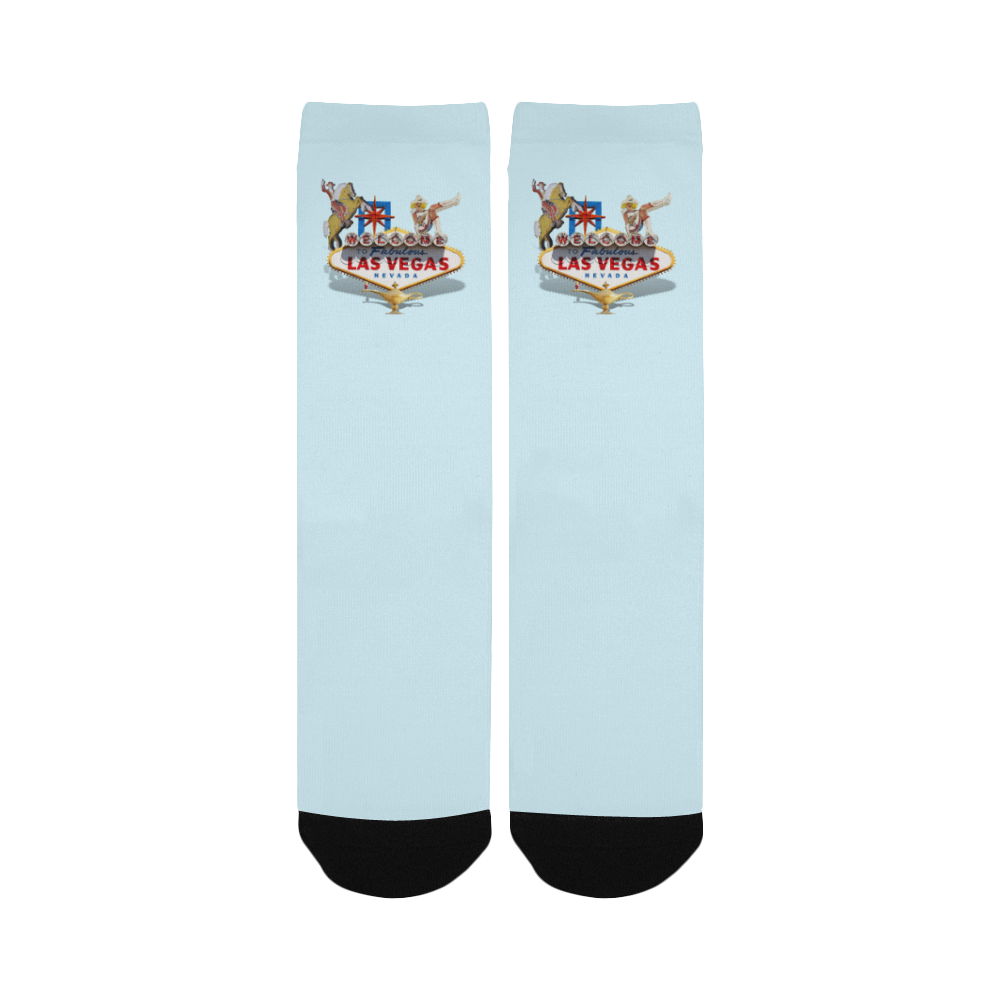 Las Vegas Welcome Sign Blue Custom Socks for Women
