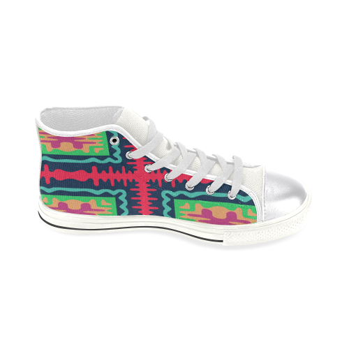 Waves in retro colors Women's Classic High Top Canvas Shoes (Model 017)