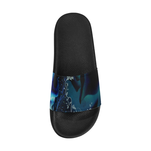 Floral design, blue colors Women's Slide Sandals (Model 057)
