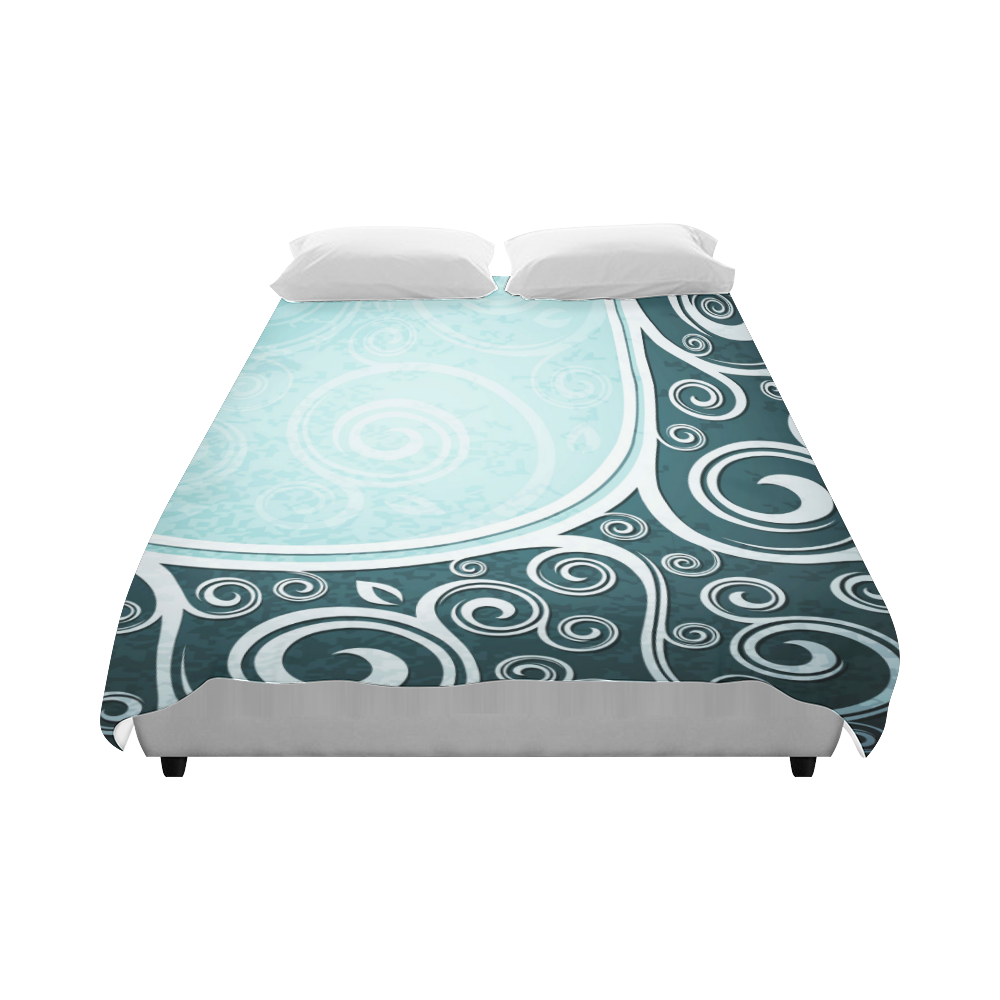 Abstract-Vintage-Floral-Blue Duvet Cover 86"x70" ( All-over-print)