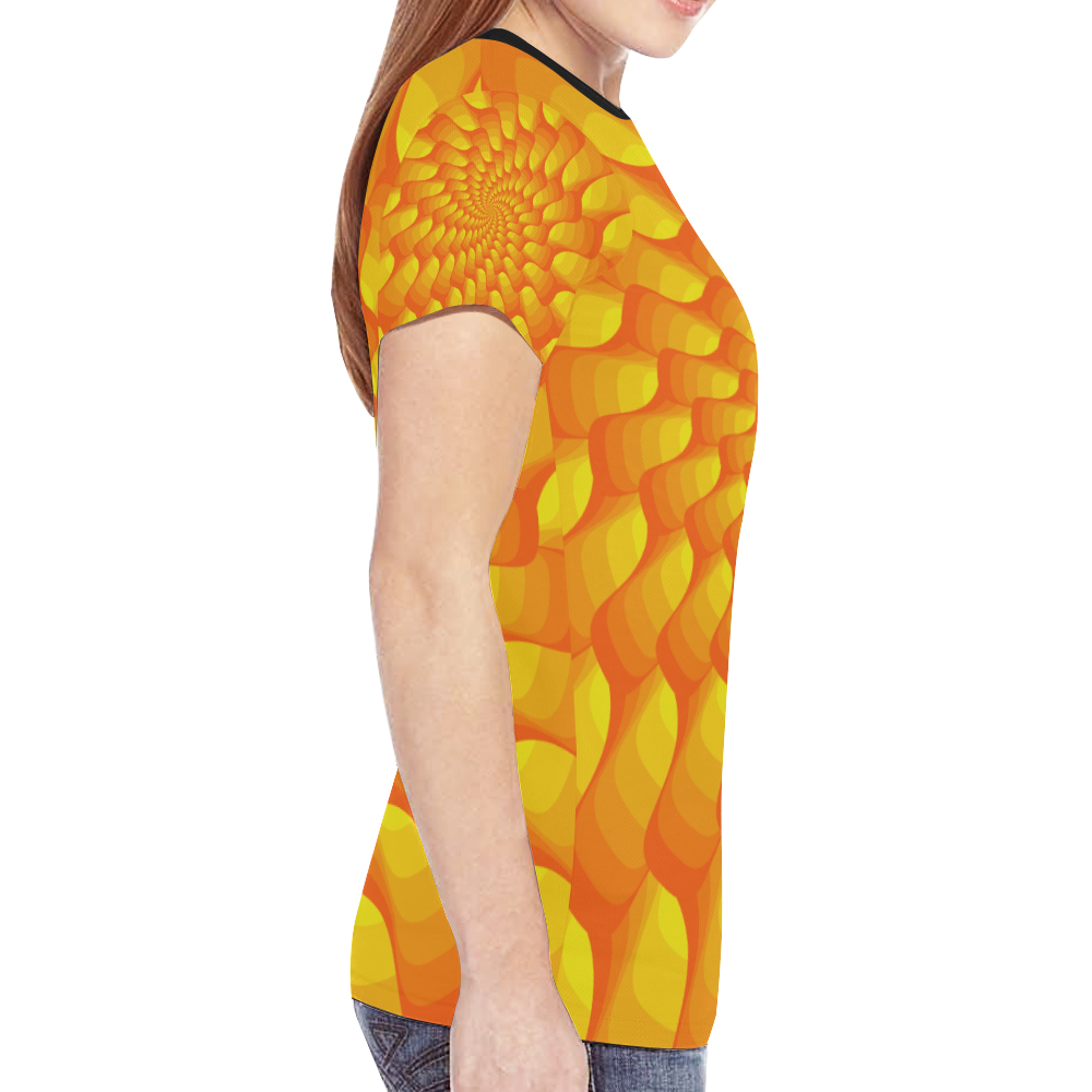 Orange spiral New All Over Print T-shirt for Women (Model T45)