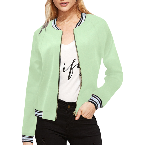 color tea green All Over Print Bomber Jacket for Women (Model H21)