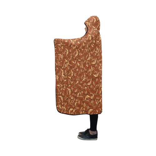 Chocolate Brown Sienna Abstract Hooded Blanket 50''x40''