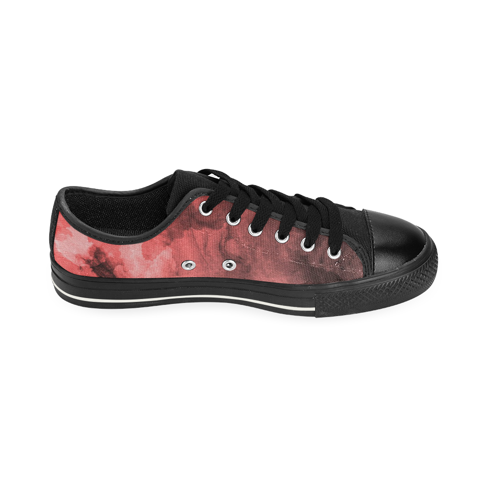 Red and Black Watercolour Canvas Women's Shoes/Large Size (Model 018)