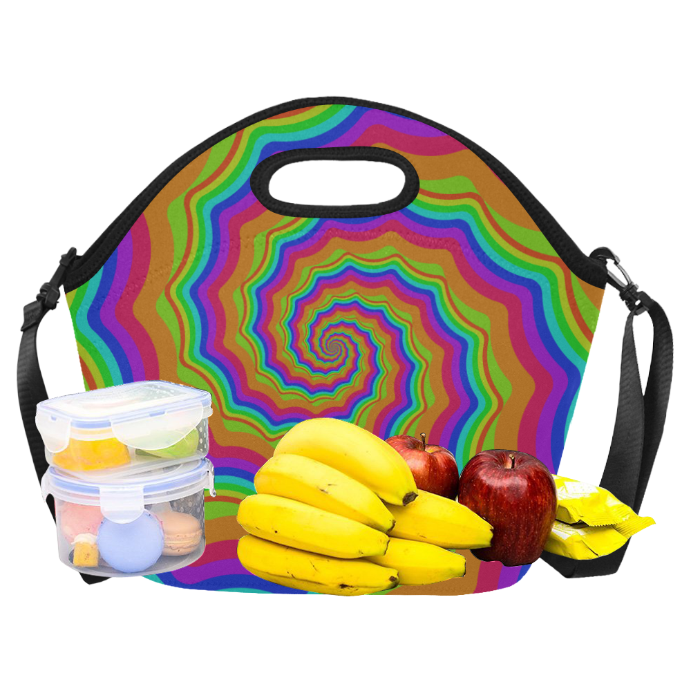 Rainbow shell spiral Neoprene Lunch Bag/Large (Model 1669)