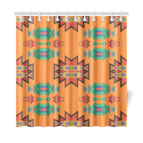 Misc shapes on an orange background Shower Curtain 72"x72"