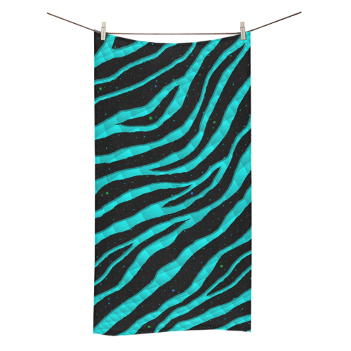 Ripped SpaceTime Stripes - Cyan Bath Towel 30"x56"