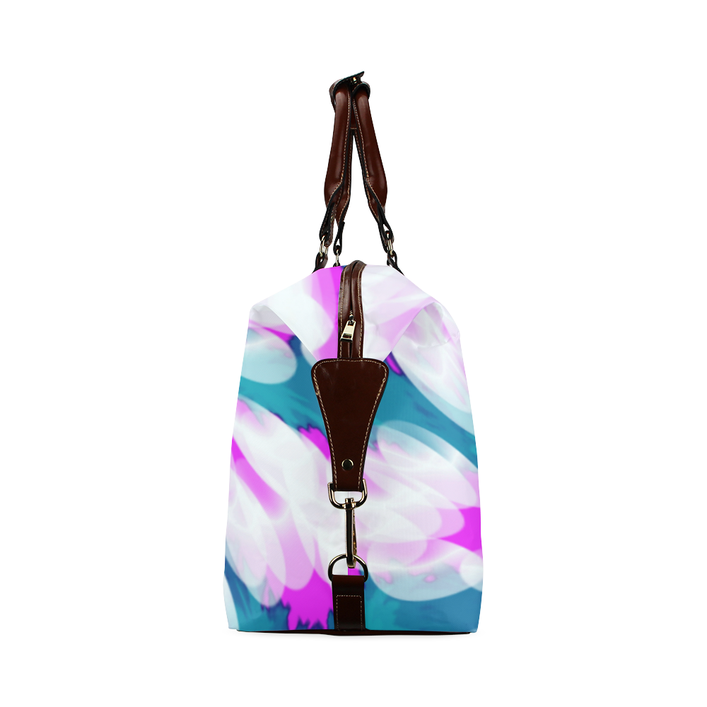 Turquoise Pink Tie Dye Swirl Abstract Classic Travel Bag (Model 1643) Remake