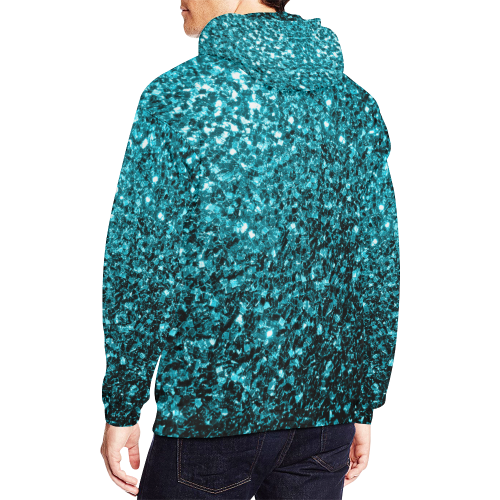 Beautiful Aqua blue glitter sparkles All Over Print Hoodie for Men/Large Size (USA Size) (Model H13)
