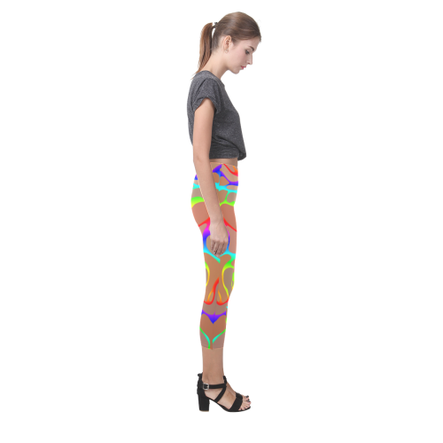 Colorful wavy shapes Capri Legging (Model L02)
