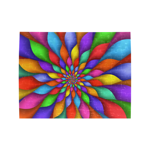 Psychedelic Rainbow Petal Spiral Puzzle Rectangle Jigsaw Puzzle (Set of 110 Pieces)