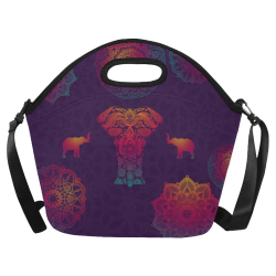 Colorful Elephant Mandala Neoprene Lunch Bag/Large (Model 1669)