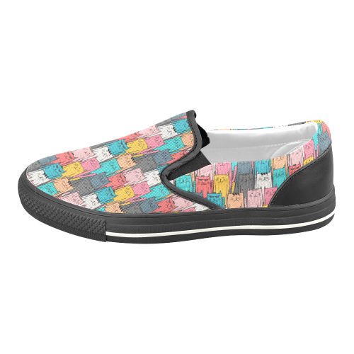 Cartoon Cat Pattern Slip-on Canvas Shoes for Kid (Model 019)
