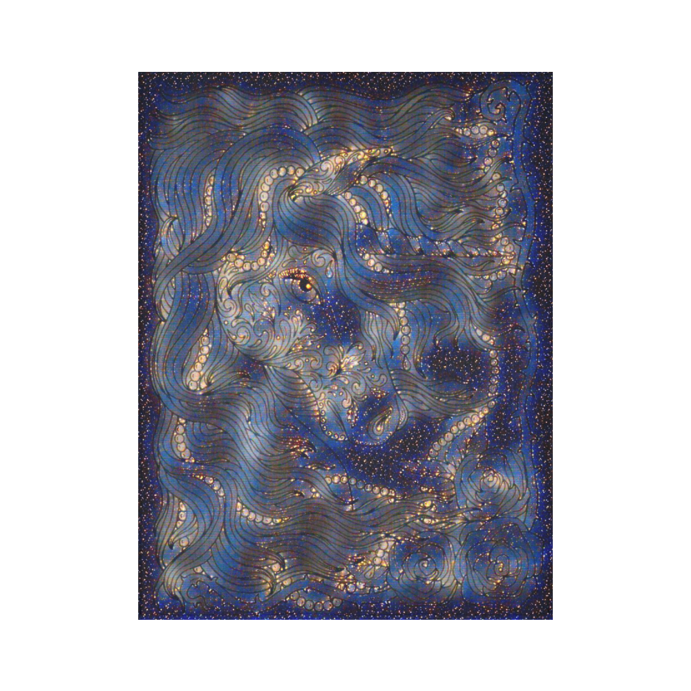 Cosmic Unicorn Constellation Blacklight Rave Cotton Linen Wall Tapestry 60"x 80"