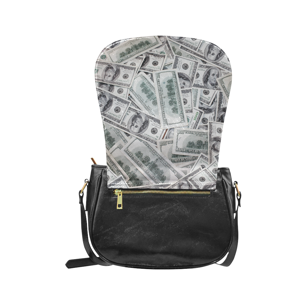 Cash Money / Hundred Dollar Bills Classic Saddle Bag/Large (Model 1648)
