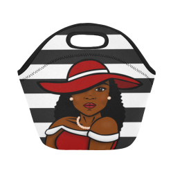 Red White Classy Delta Girl Black Lady African American Woman Neoprene Lunch Bag/Small (Model 1669)