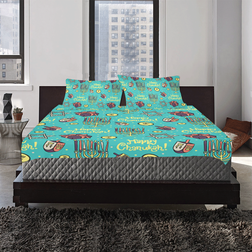 Happy Chanukah 3-Piece Bedding Set