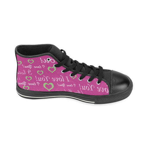 I Love You Floating Hearts High Top Canvas Women's Shoes/Large Size (Model 017)