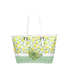 Butterfly And Lemons Leather Tote Bag/Small (Model 1651)