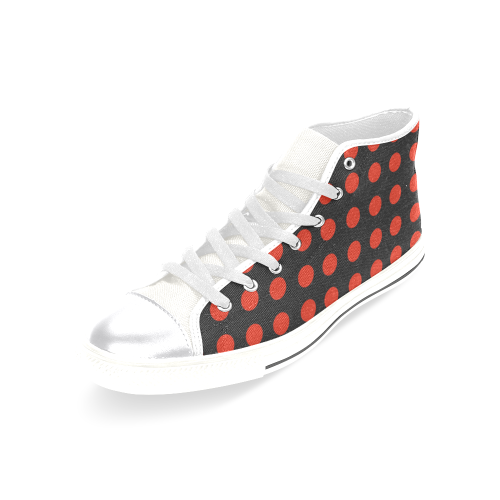 Red Bubbles Women's Classic High Top Canvas Shoes (Model 017)