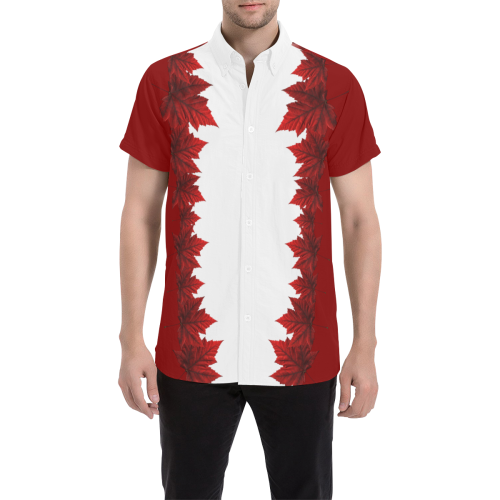 Canada Maple Leaf Shirts Plus Sizes Men's All Over Print Short Sleeve Shirt/Large Size (Model T53)