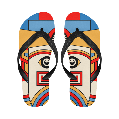Aztec Religion Tribal Flip Flops for Men/Women (Model 040)