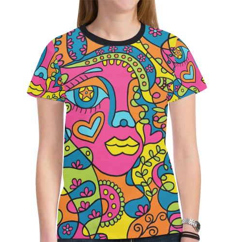Pretty New All Over Print T-shirt for Women (Model T45)