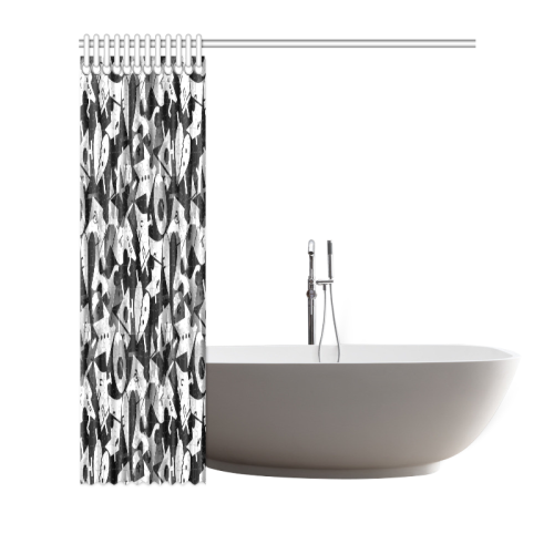 Black and White Pop Art by Nico Bielow Shower Curtain 72"x72"