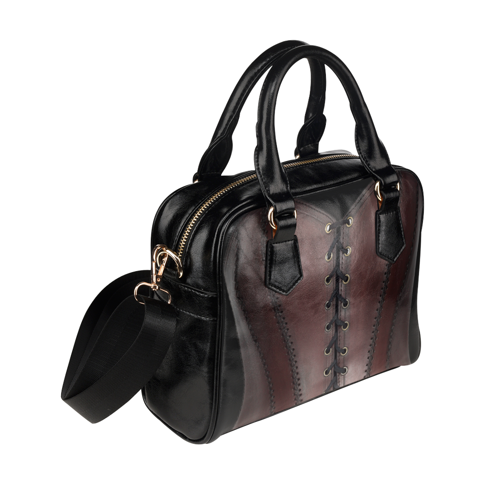 Laced Leather Print Shoulder Handbag (Model 1634)