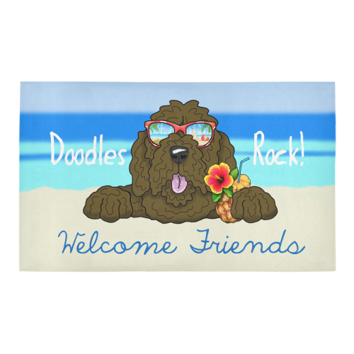 Doodle Beach- brown Azalea Doormat 30" x 18" (Sponge Material)