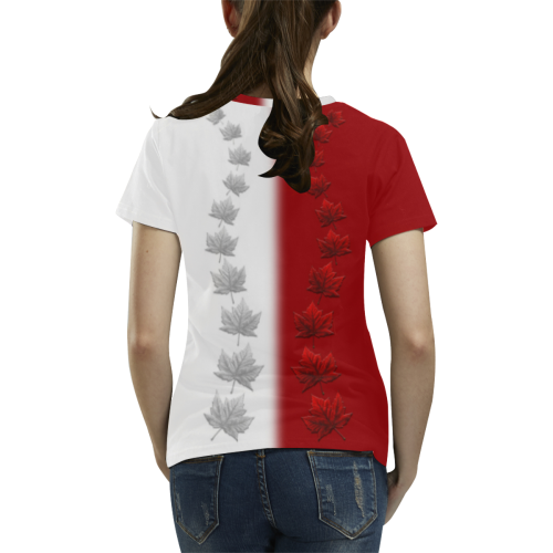 Canada Souvenir T-shirts 2 Tone All Over Print T-Shirt for Women (USA Size) (Model T40)