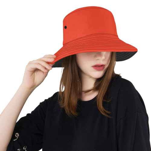 Gerbera Daisy Red Solid Color All Over Print Bucket Hat