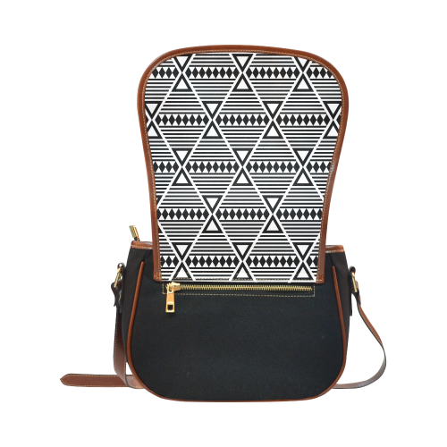 Black Aztec Tribal Saddle Bag/Small (Model 1649)(Flap Customization)