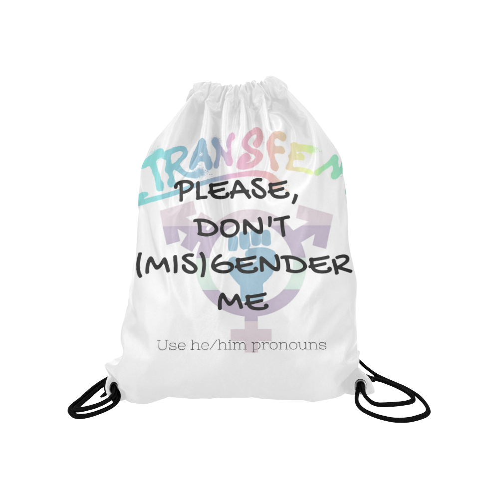 Transfem 'Don't misgender me' hehim Medium Drawstring Bag Model 1604 (Twin Sides) 13.8"(W) * 18.1"(H)
