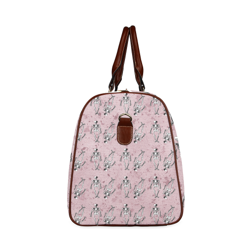 skeleton pink background Waterproof Travel Bag/Small (Model 1639)