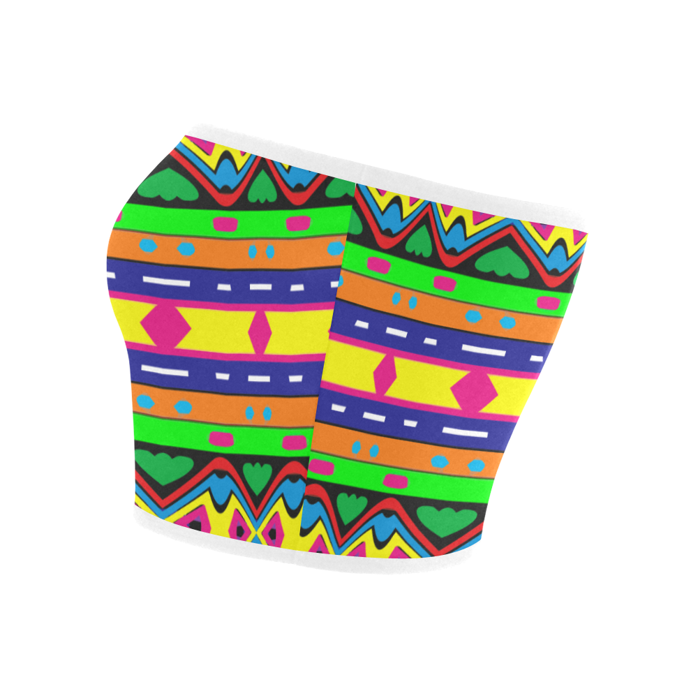 Distorted colorful shapes and stripes Bandeau Top