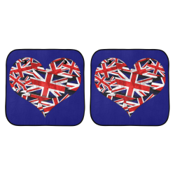 Union Jack British UK Flag Heart Blue Car Sun Shade 28"x28"x2pcs