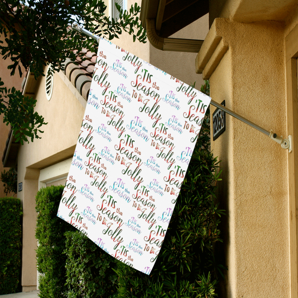 Christmas 'Tis The Season Pattern on White Garden Flag 28''x40'' （Without Flagpole）