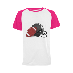 Sports Football and Helmet (Pink Sleeves) Men's Raglan T-shirt (USA Size) (Model T11)
