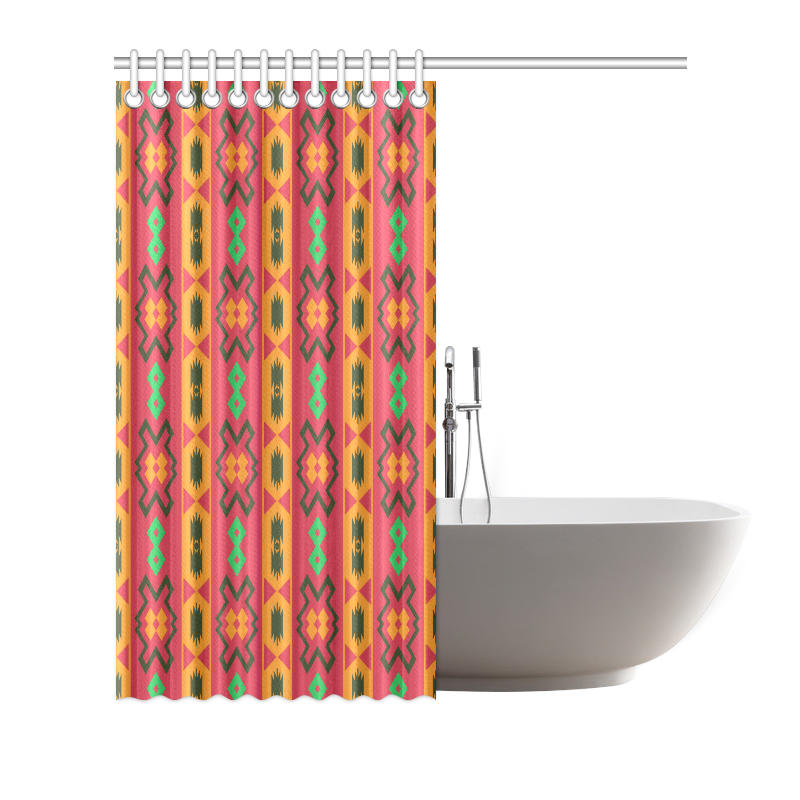 Tribal shapes in retro colors (2) Shower Curtain 72"x72"