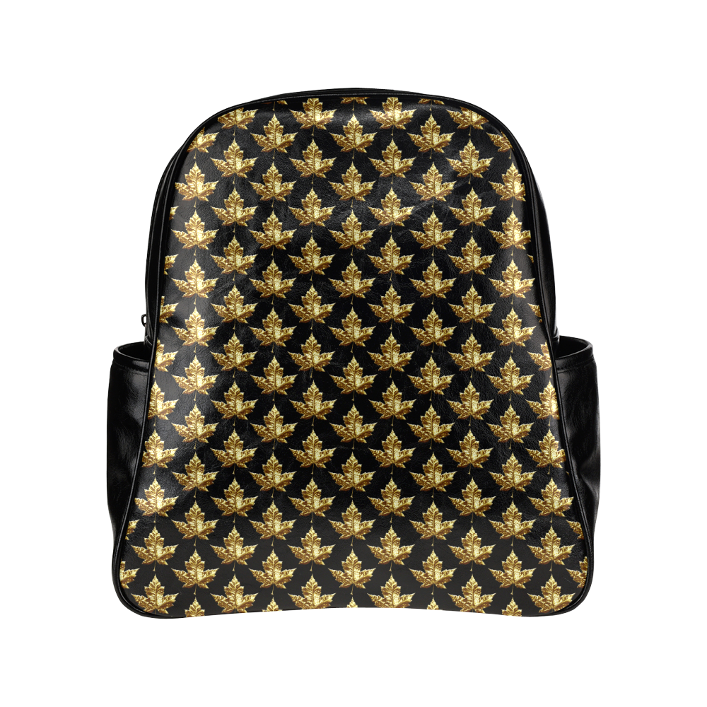 Canada Souvenir Gold Maple Leaf Multi-Pockets Backpack (Model 1636)