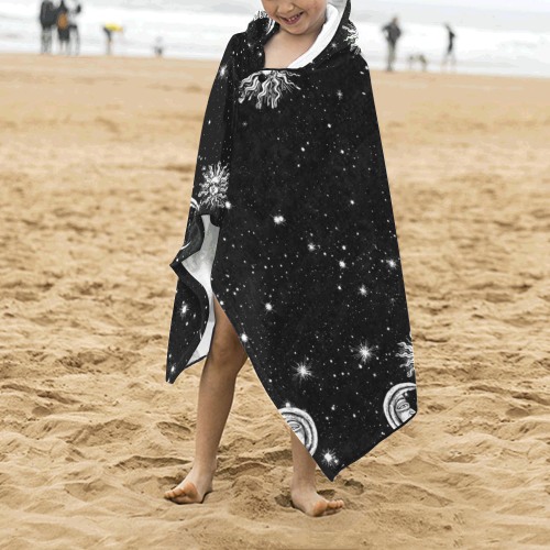 Mystic Stars, Moon and Sun Kids' Hooded Bath Towels