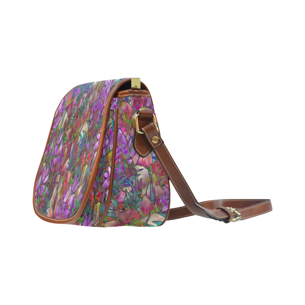 Floral Abstract Stained Glass G175 Saddle Bag/Large (Model 1649)