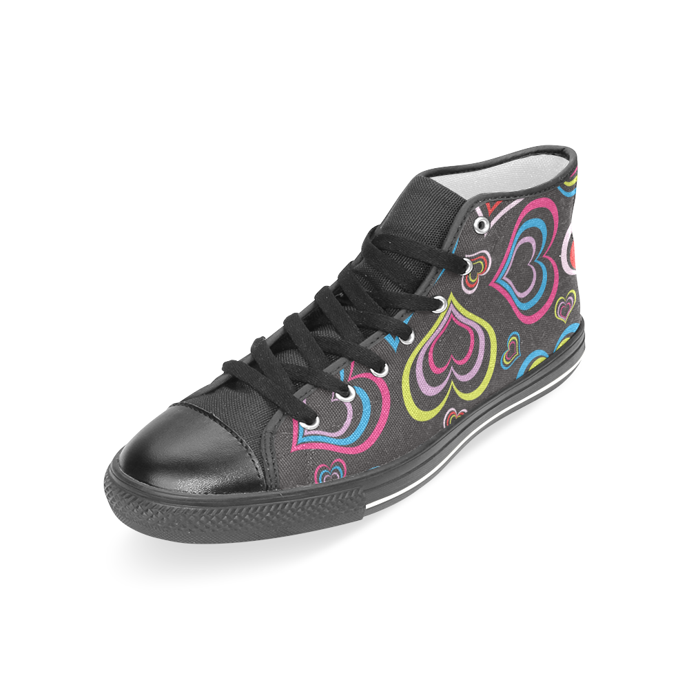 HEARTS SWIRLY Women's Classic High Top Canvas Shoes (Model 017)