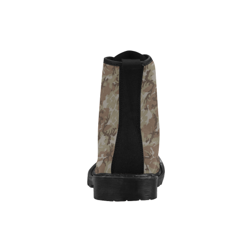 Woodland Desert Brown Camouflage Martin Boots for Men (Black) (Model 1203H)