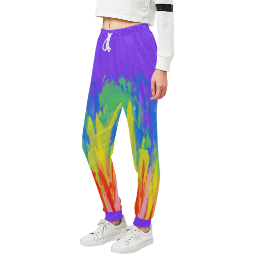 Flames Paint Abstract Purple Unisex All Over Print Sweatpants (Model L11)