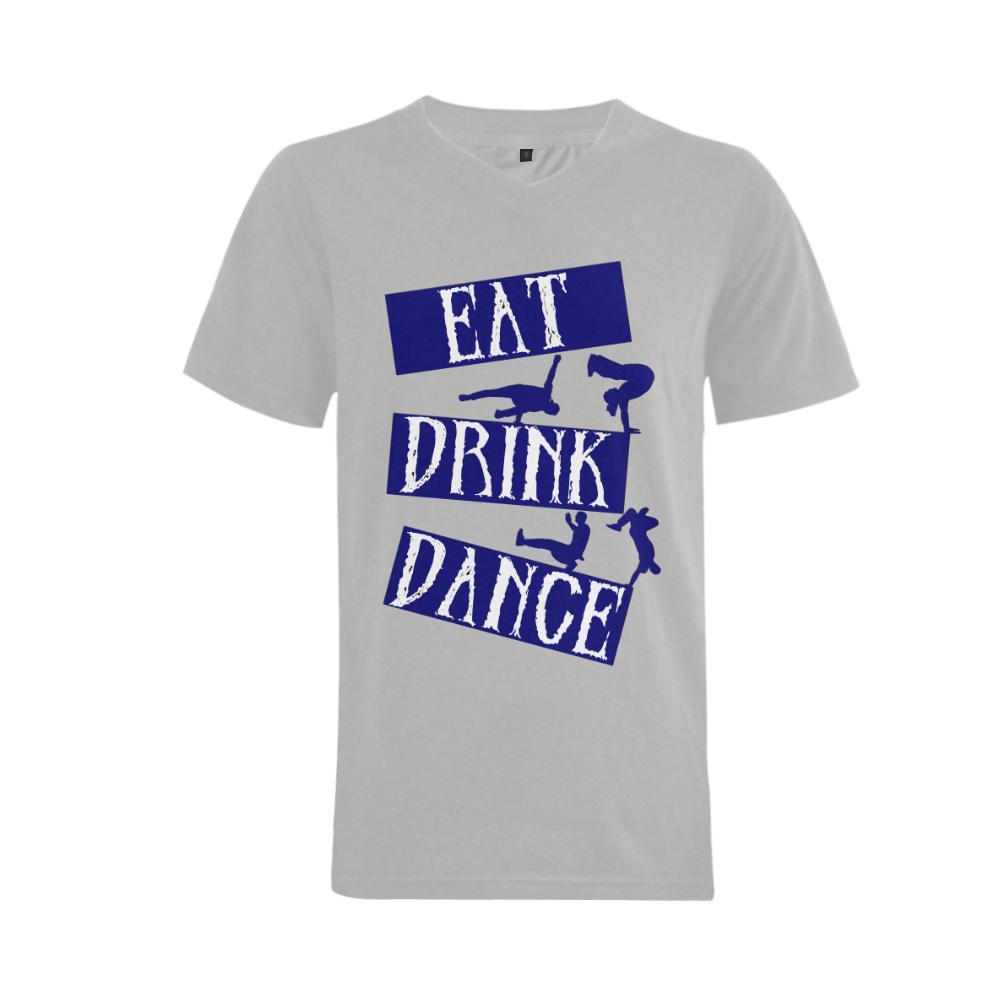 Break Dancing Blue on Silver Men's V-Neck T-shirt  Big Size(USA Size) (Model T10)